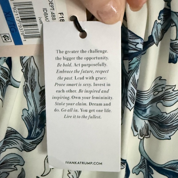 Ivanka Trump White Dress with Blue Floral Design - Picture 5 of 8